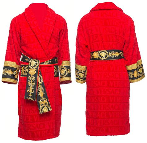 red versace style robe|Versace hooded bathrobe.